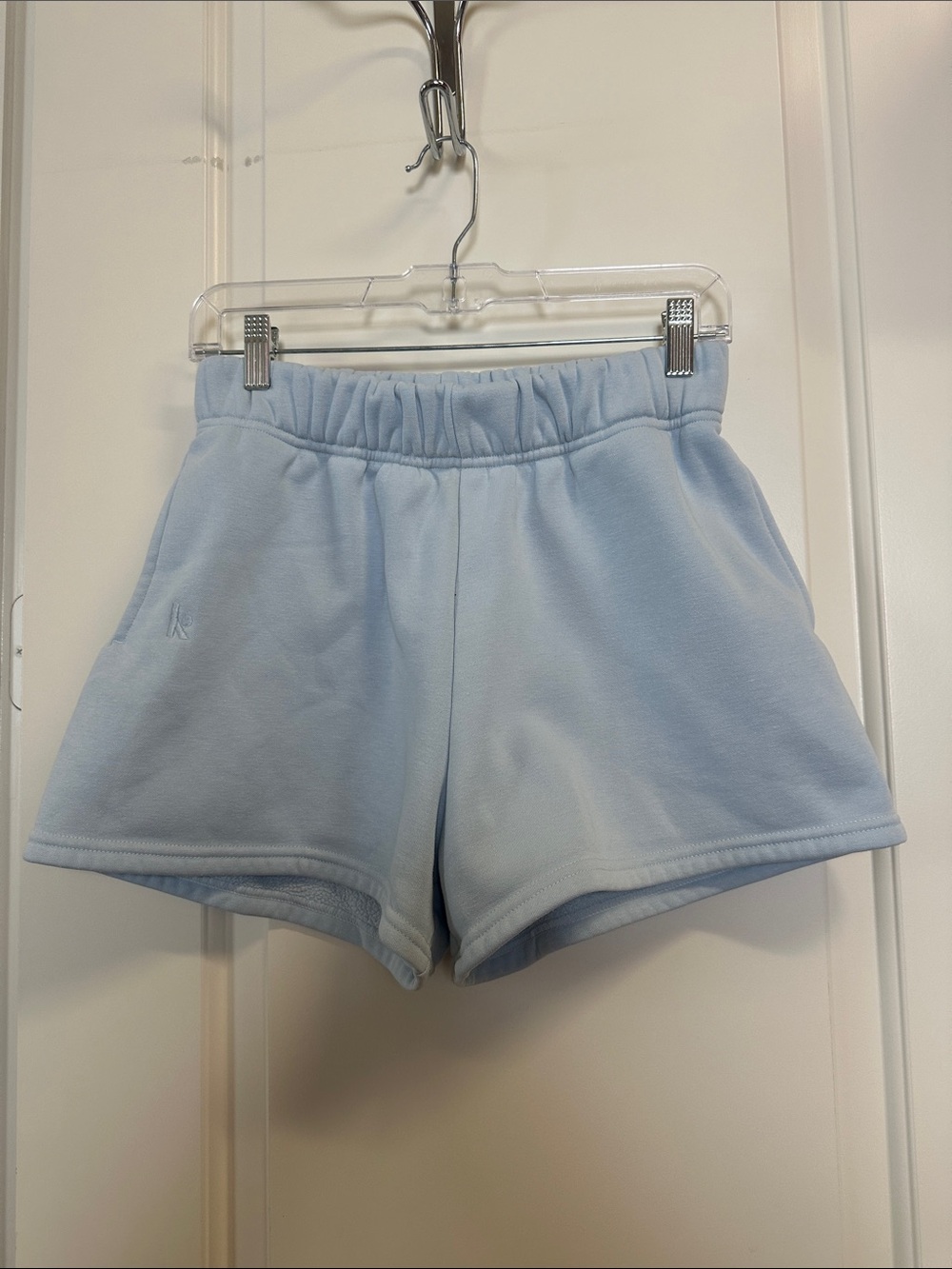 Women's Light Blue Athletic Shorts with Elastic Waistband